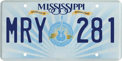 MS license plate MRY281