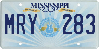 MS license plate MRY283