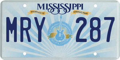 MS license plate MRY287