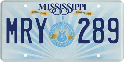MS license plate MRY289