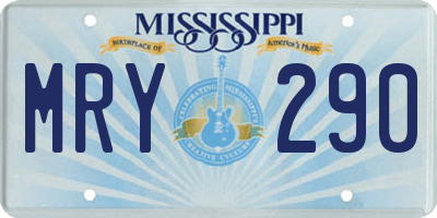MS license plate MRY290
