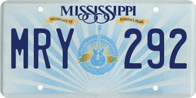 MS license plate MRY292