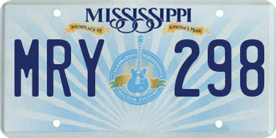 MS license plate MRY298