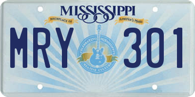 MS license plate MRY301