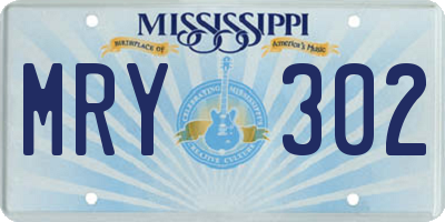 MS license plate MRY302