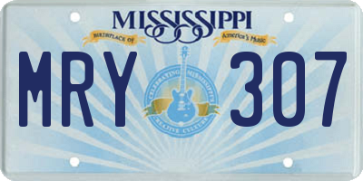 MS license plate MRY307