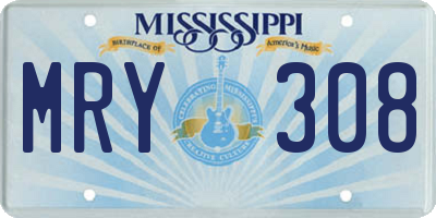 MS license plate MRY308