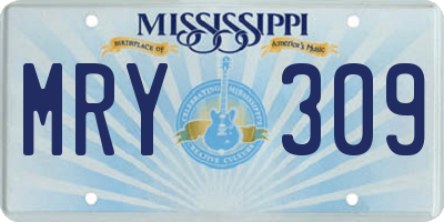 MS license plate MRY309