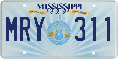 MS license plate MRY311