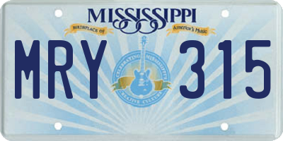 MS license plate MRY315