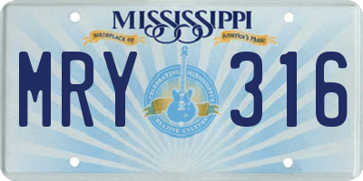 MS license plate MRY316