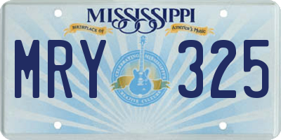 MS license plate MRY325
