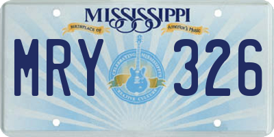 MS license plate MRY326
