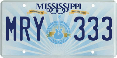 MS license plate MRY333