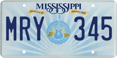 MS license plate MRY345