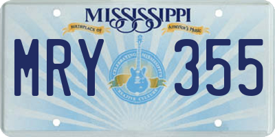 MS license plate MRY355