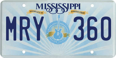 MS license plate MRY360