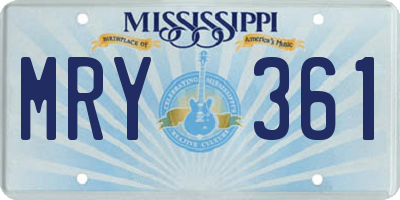 MS license plate MRY361