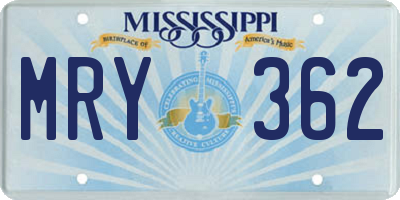 MS license plate MRY362