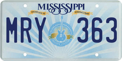 MS license plate MRY363