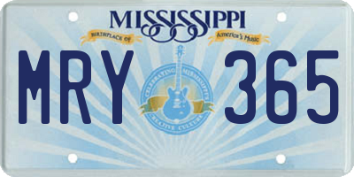 MS license plate MRY365