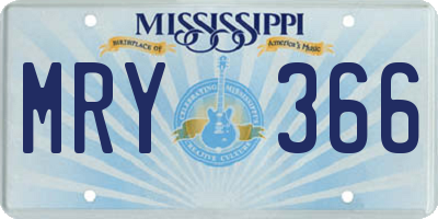 MS license plate MRY366