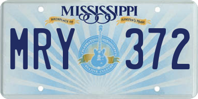 MS license plate MRY372