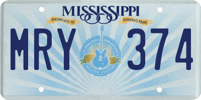 MS license plate MRY374