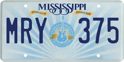 MS license plate MRY375