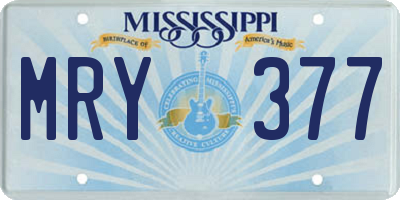 MS license plate MRY377