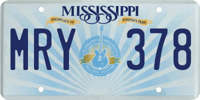 MS license plate MRY378