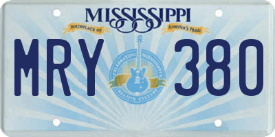 MS license plate MRY380