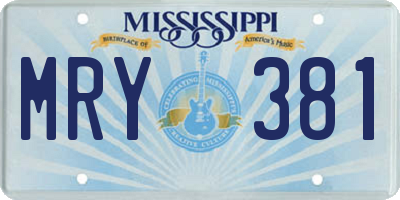 MS license plate MRY381