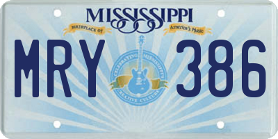 MS license plate MRY386