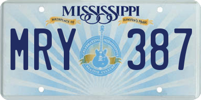 MS license plate MRY387