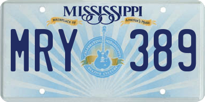 MS license plate MRY389