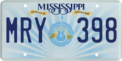 MS license plate MRY398