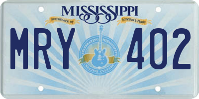 MS license plate MRY402