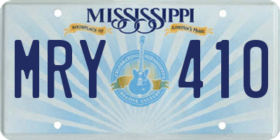 MS license plate MRY410