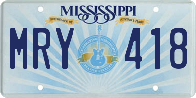 MS license plate MRY418