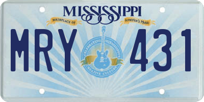 MS license plate MRY431