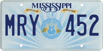 MS license plate MRY452