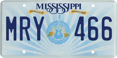 MS license plate MRY466