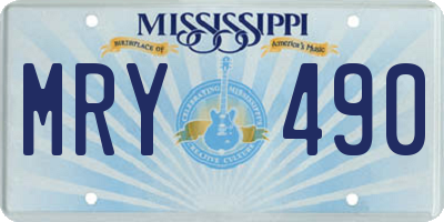 MS license plate MRY490