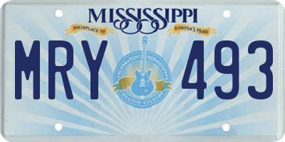 MS license plate MRY493