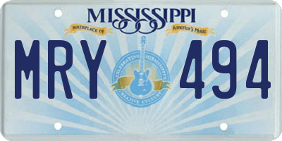 MS license plate MRY494