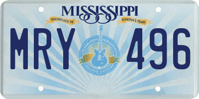 MS license plate MRY496