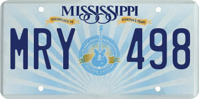 MS license plate MRY498