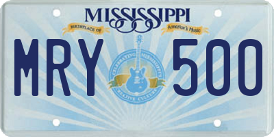 MS license plate MRY500