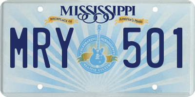MS license plate MRY501